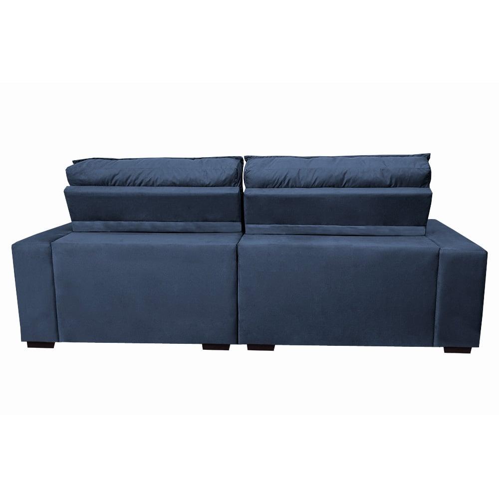 Sofá Retrátil e Reclinável 2,32m Molas Ensacadas Cama inBox Catar Velusoft Azul