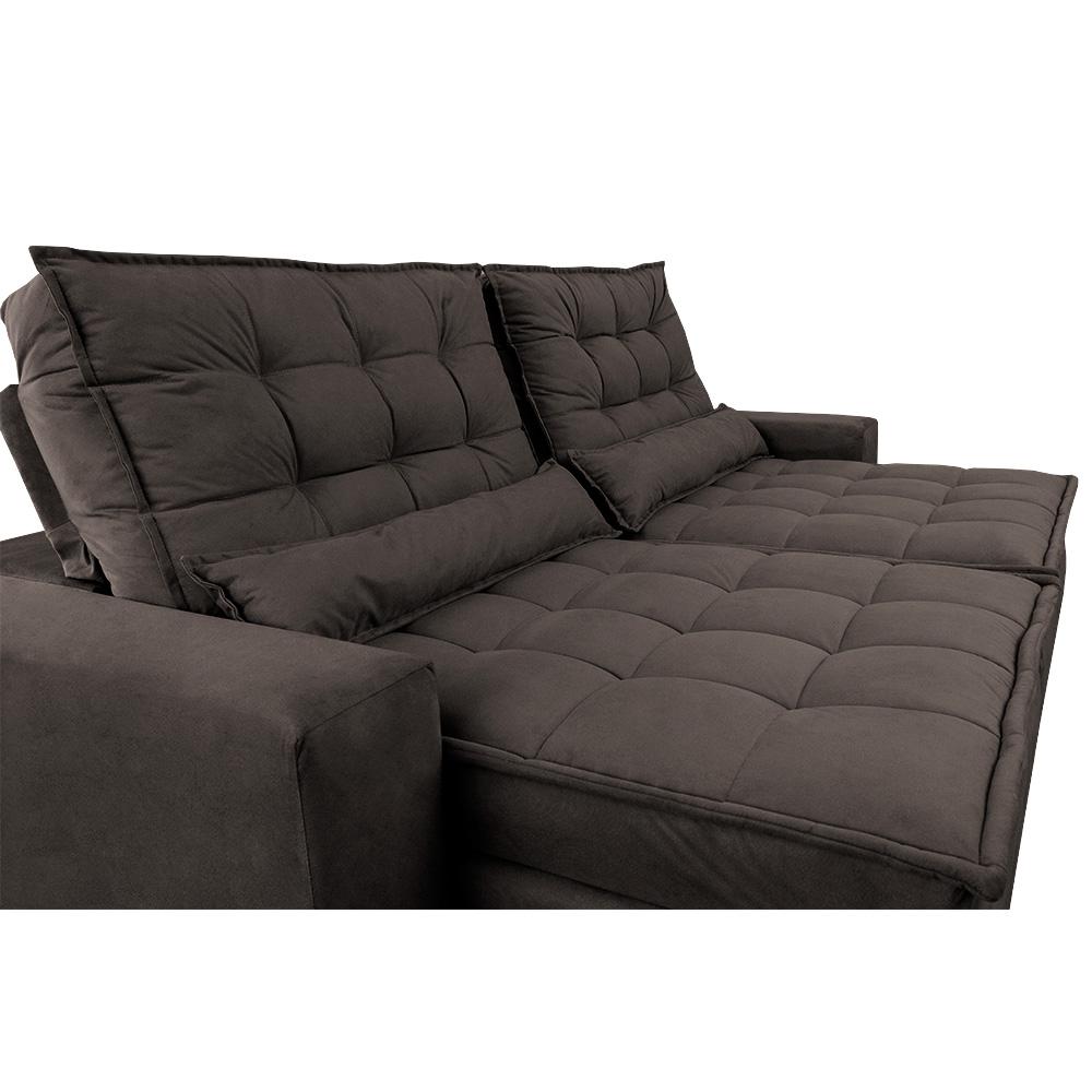 Sofá Retrátil e Reclinável 2,32m Molas Ensacadas Cama inBox Catar Velusoft Café