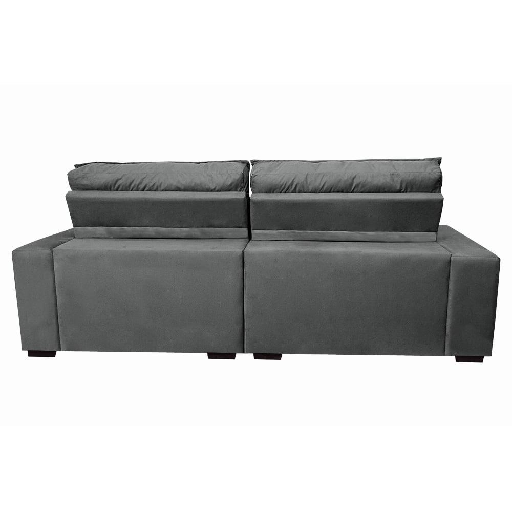 Sofá Retrátil e Reclinável 2,32m Molas Ensacadas Cama inBox Catar Velusoft Cinza