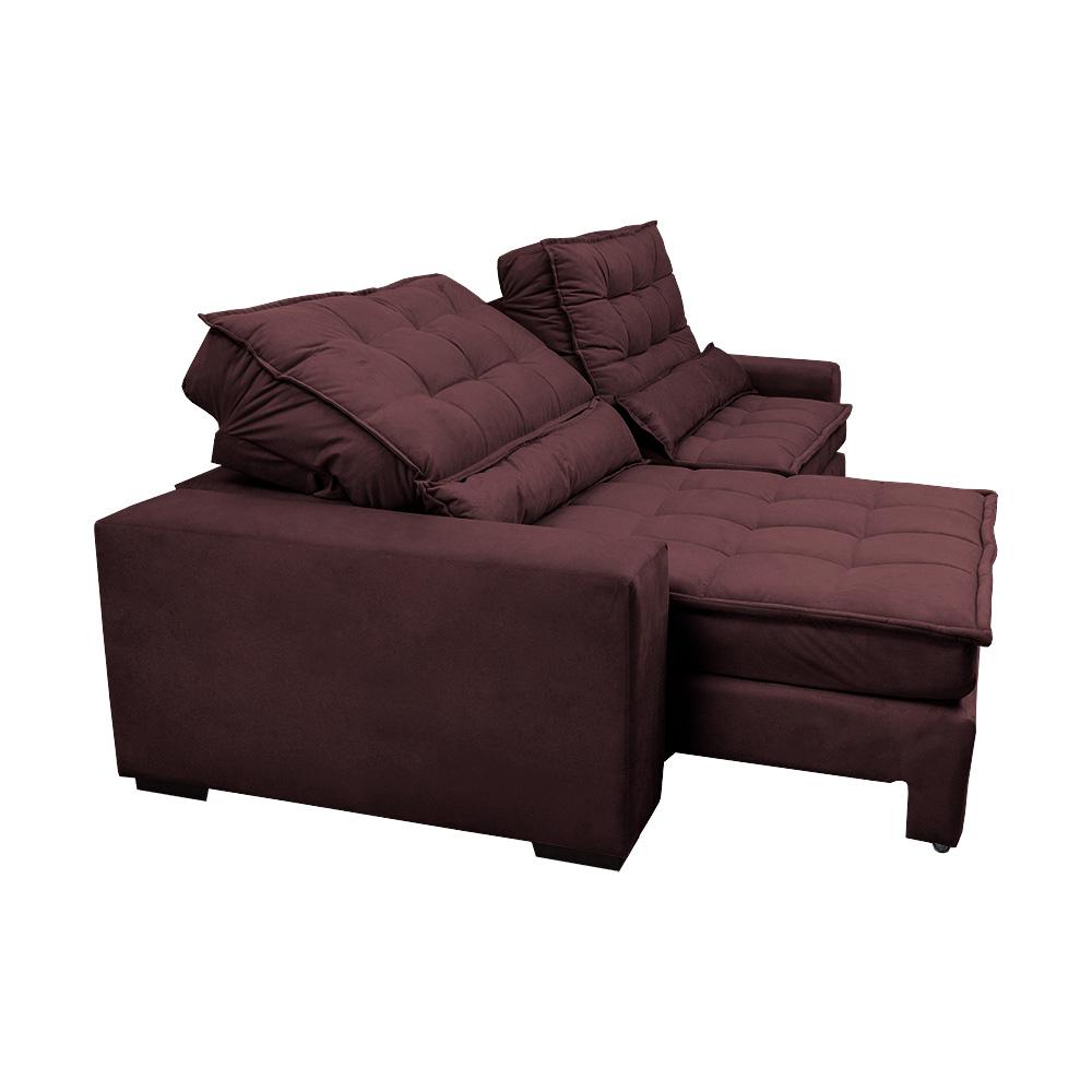 Sofá Retrátil e Reclinável 2,32m Molas Ensacadas Cama inBox Catar Velusoft Vinho