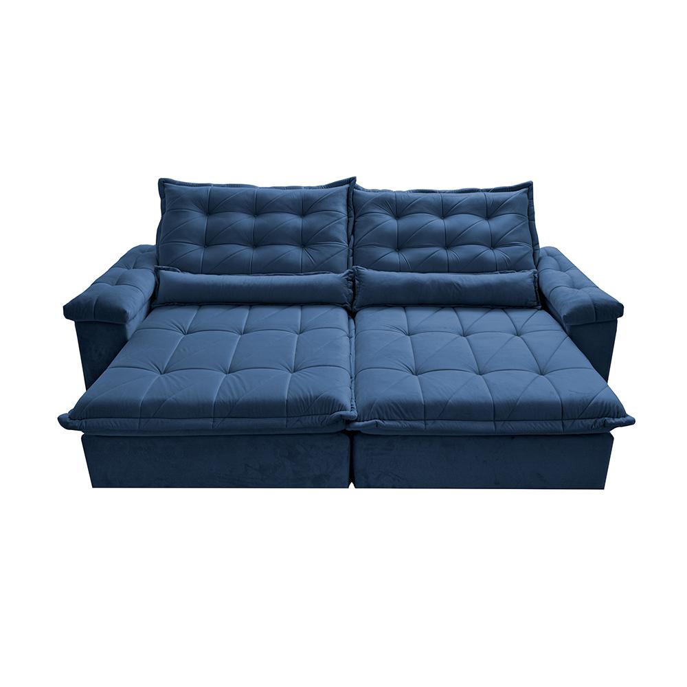 Sofá Retrátil e Reclinável 2,35m Cama inBox Big Fresh com SoftGel D40 Velupluma Azul