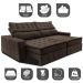 Sofá Retrátil e Reclinável 2,35m Cama inBox Big Puffer com SoftGel D40 Velupluma Café