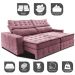 Sofá Retrátil e Reclinável 2,35m Cama inBox Big Puffer com SoftGel D40 Velupluma Rose