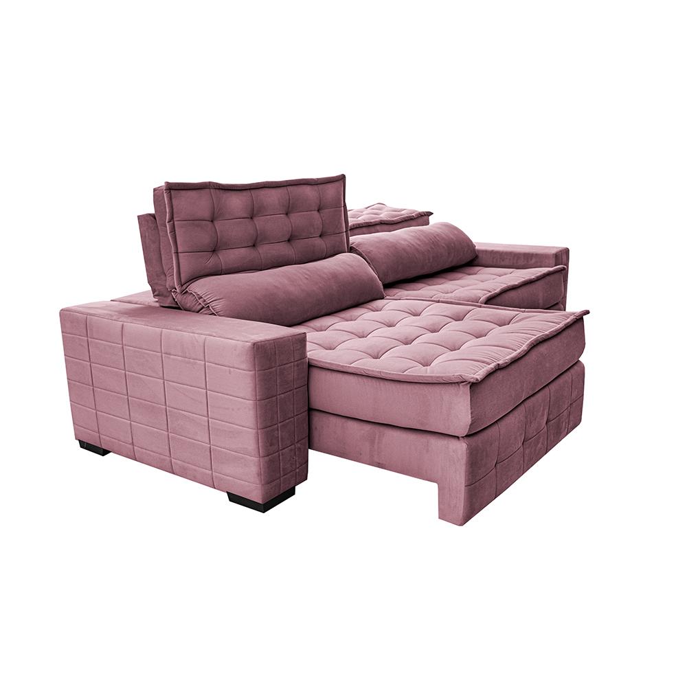 Sofá Retrátil e Reclinável 2,35m Cama inBox Big Puffer com SoftGel D40 Velupluma Rose