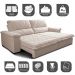 Sofá Retrátil e Reclinável 2,35m Molas Ensacadas Cama inBox Big Home com Bordado 3D Linho Bege Claro