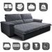 Sofá Retrátil e Reclinável 2,35m Molas Ensacadas Cama inBox Big Home com Bordado 3D Linho Cinza Escuro