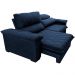 Sofá Retrátil e Reclinável 2,35m Molas Ensacadas Cama inBox Big Home com Bordado 3D Velusoft Azul