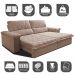 Sofá Retrátil e Reclinável 2,35m Molas Ensacadas Cama inBox Big Home com Bordado 3D Velusoft Bege