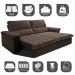 Sofá Retrátil e Reclinável 2,35m Molas Ensacadas Cama inBox Big Home com Bordado 3D Velusoft Café