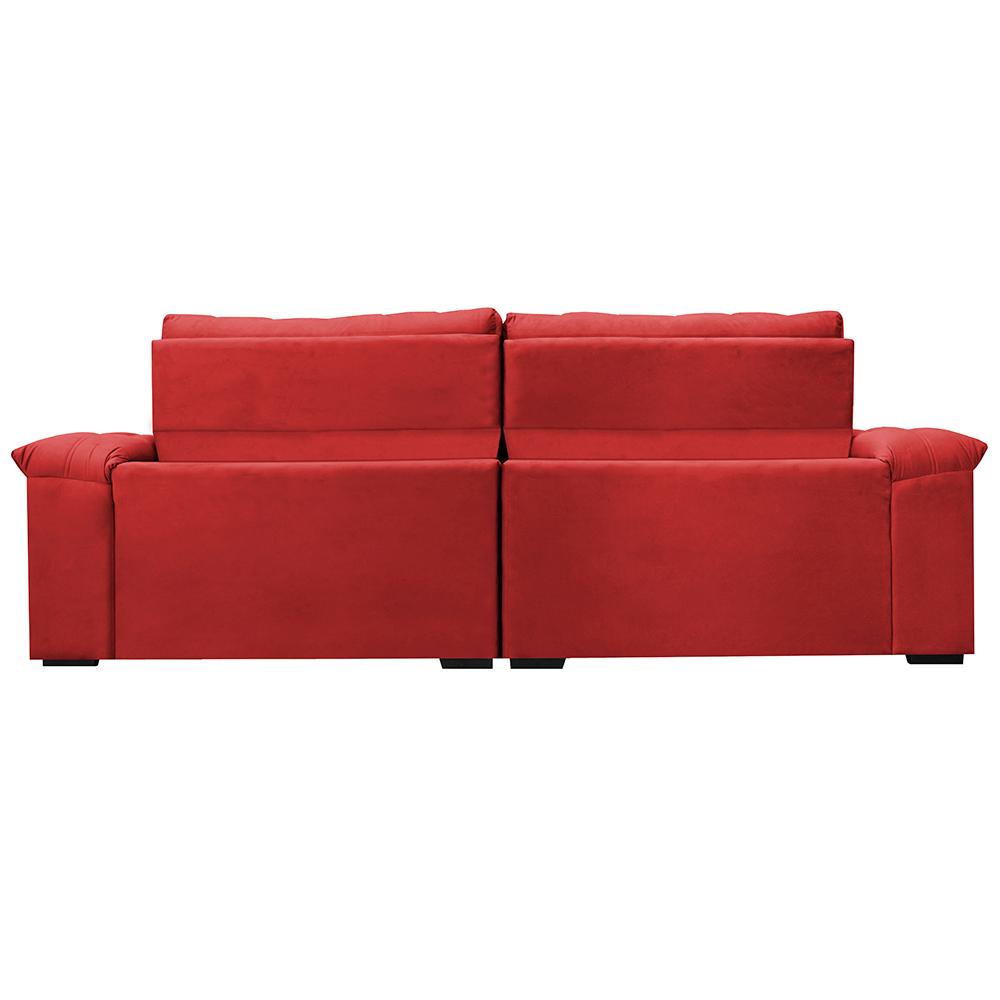 Sofá Retrátil e Reclinável 2,35m Molas Ensacadas Cama inBox Big Home com Bordado Velusoft Vermelho