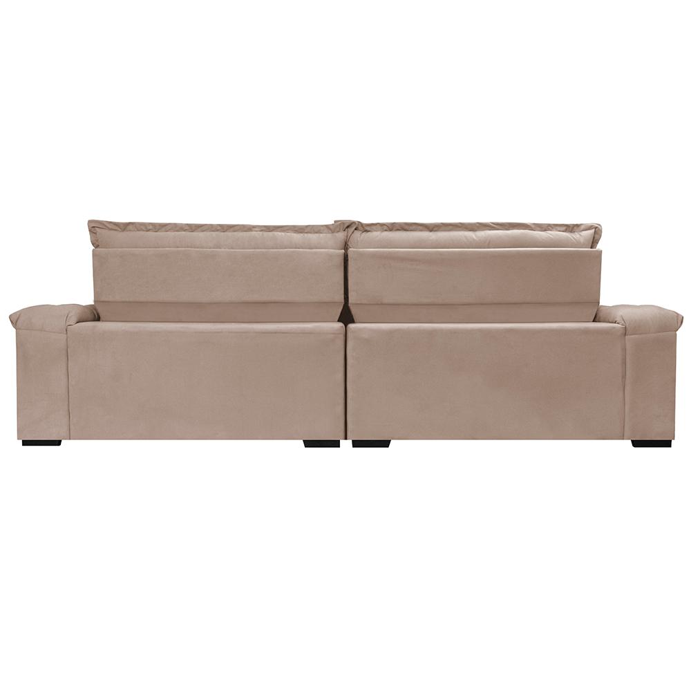 Sofá Retrátil e Reclinável 2,35m Molas Ensacadas Cama inBox Big Space com Bordado 3D Velusoft Bege