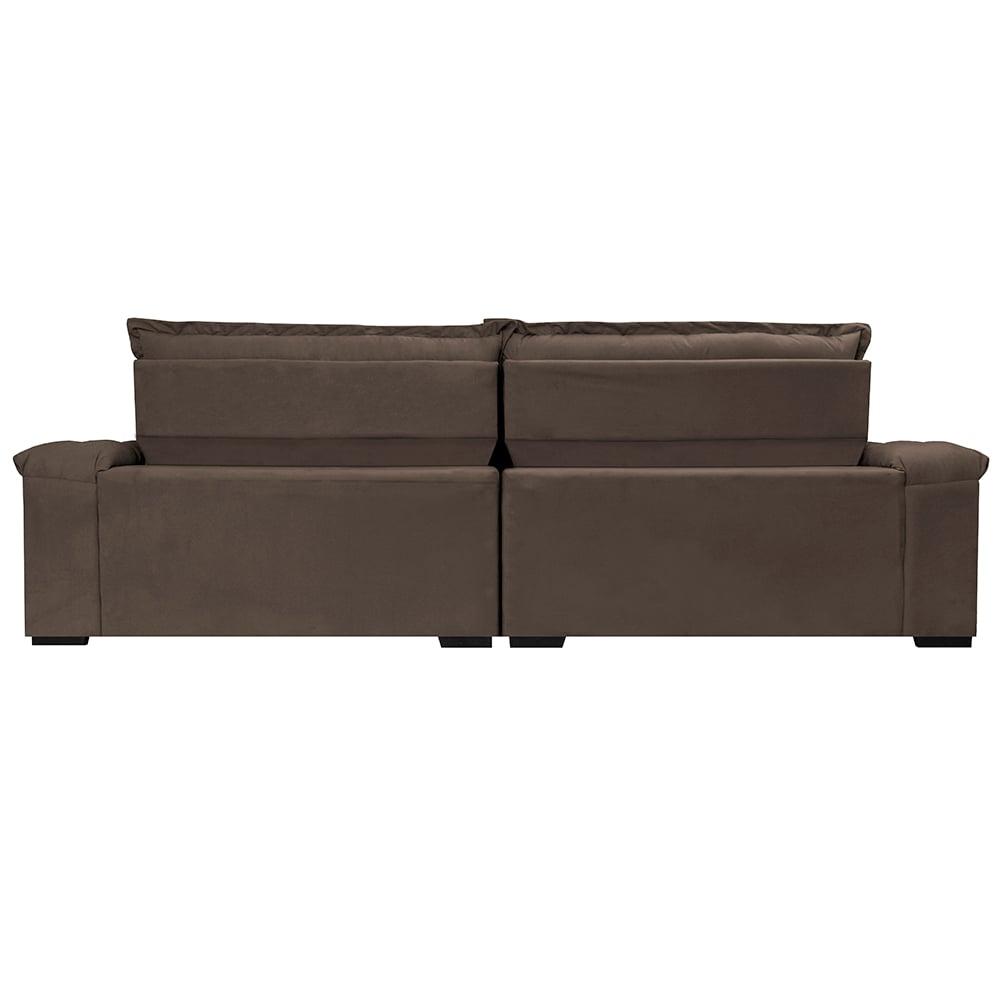 Sofá Retrátil e Reclinável 2,35m Molas Ensacadas Cama inBox Big Space com Bordado 3D Velusoft Café