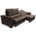 Sofá Retrátil e Reclinável 2,35m Molas Ensacadas Cama inBox Big Space com Bordado 3D Velusoft Café