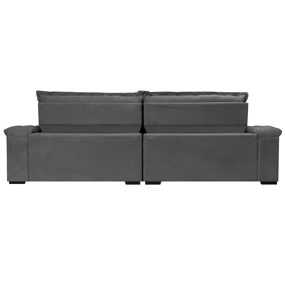 Sofá Retrátil e Reclinável 2,35m Molas Ensacadas Cama inBox Big Space com Bordado 3D Velusoft Cinza