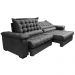 Sofá Retrátil e Reclinável 2,35m Molas Ensacadas Cama inBox Big Space com Bordado 3D Velusoft Cinza