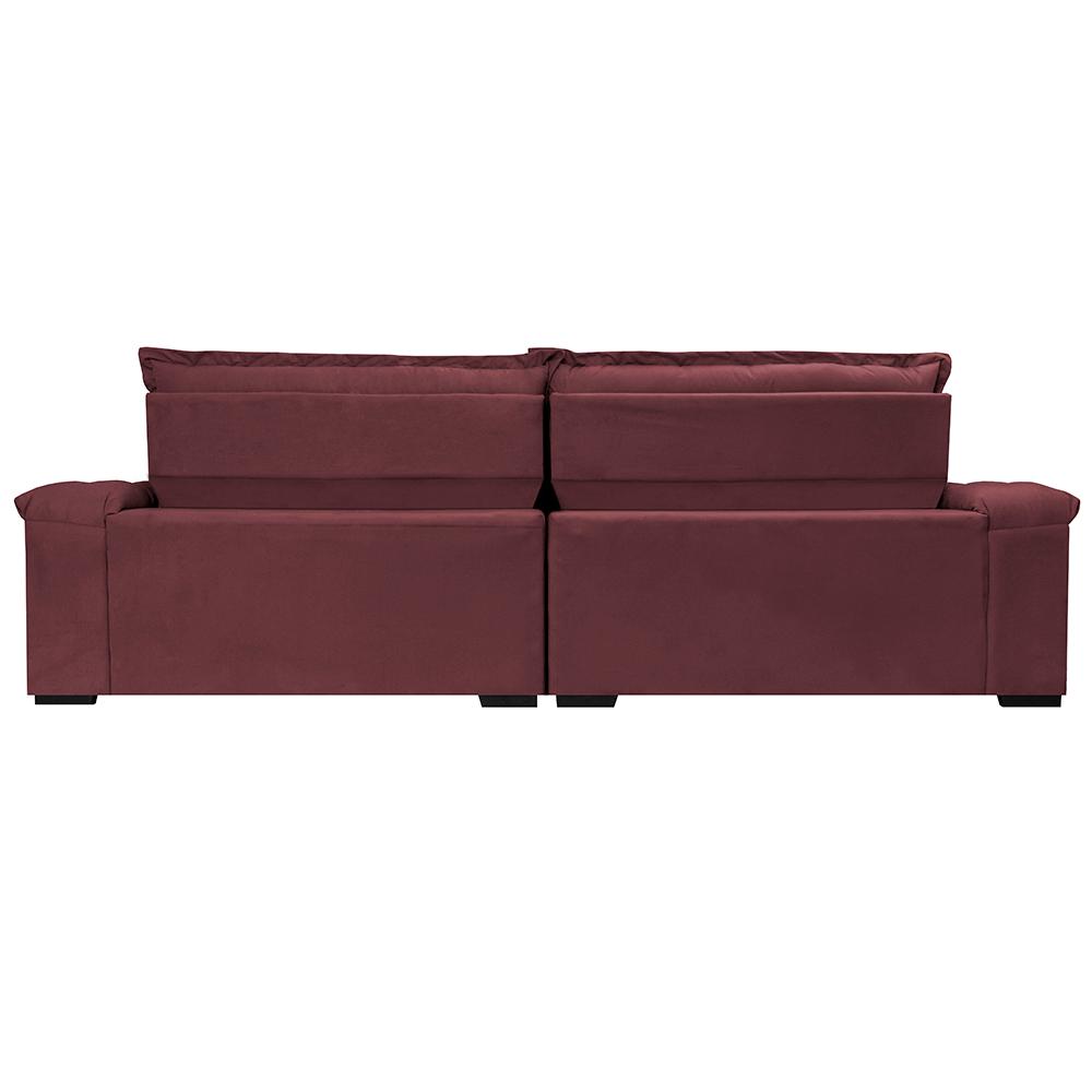 Sofá Retrátil e Reclinável 2,35m Molas Ensacadas Cama inBox Big Space com Bordado 3D Velusoft Vinho