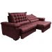 Sofá Retrátil e Reclinável 2,35m Molas Ensacadas Cama inBox Big Space com Bordado 3D Velusoft Vinho