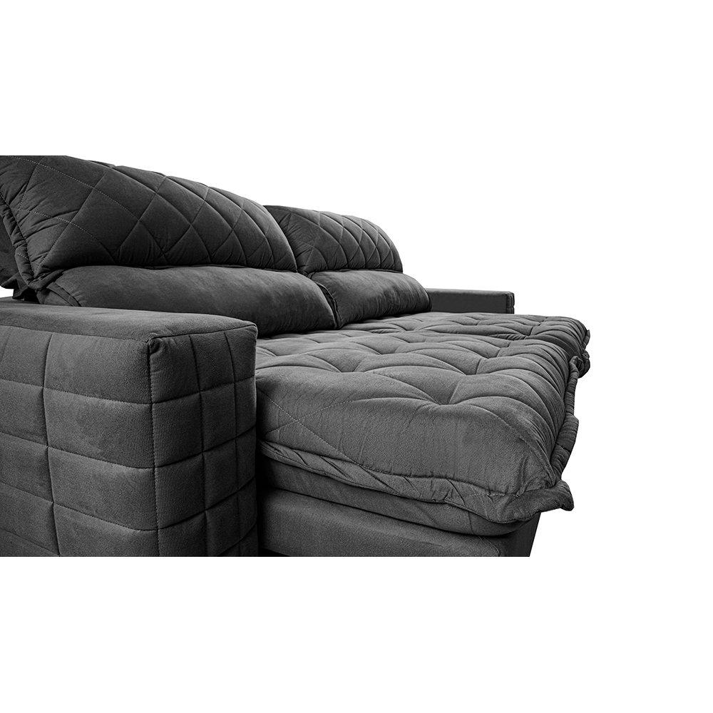 Sofá Retrátil e Reclinável 2,35m Molas Ensacadas Cama inBox Elegance com ThermoGel Velusoft Cinza