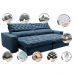 Sofá Retrátil e Reclinável 2,35m Molas Ensacadas Cama inBox Spazus com Bordado 3D Velusoft Azul