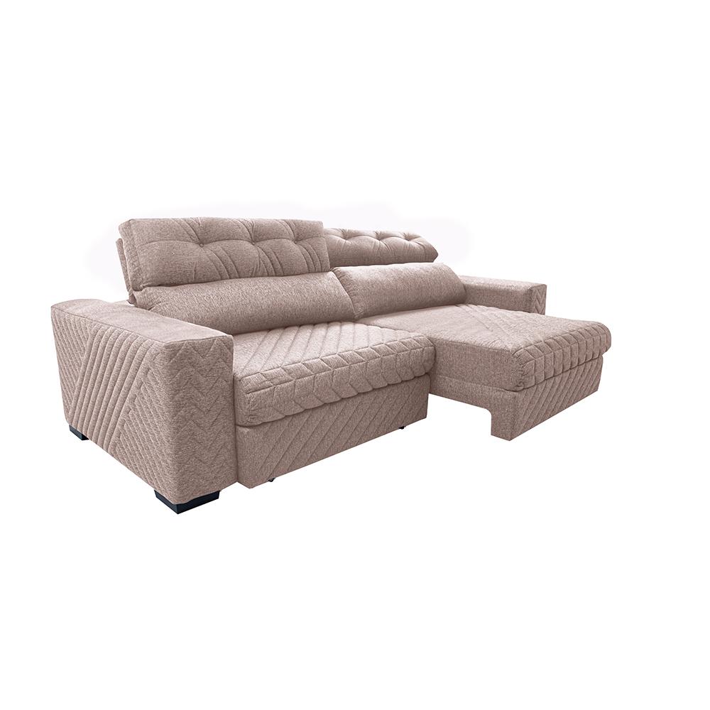 Sofá Retrátil e Reclinável 2,35m Molas Ensacadas Cama inBox Style Thermo Gel Linho Bege Claro