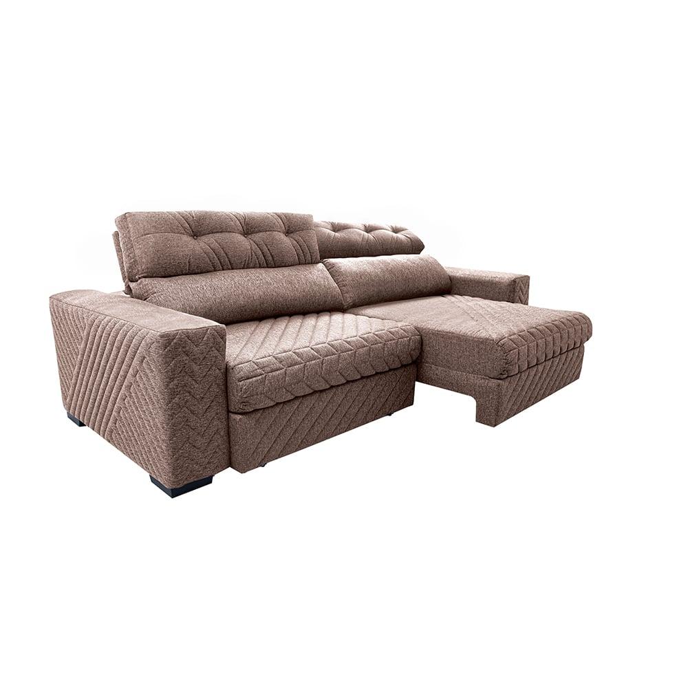 Sofá Retrátil e Reclinável 2,35m Molas Ensacadas Cama inBox Style Thermo Gel Linho Bege Escuro