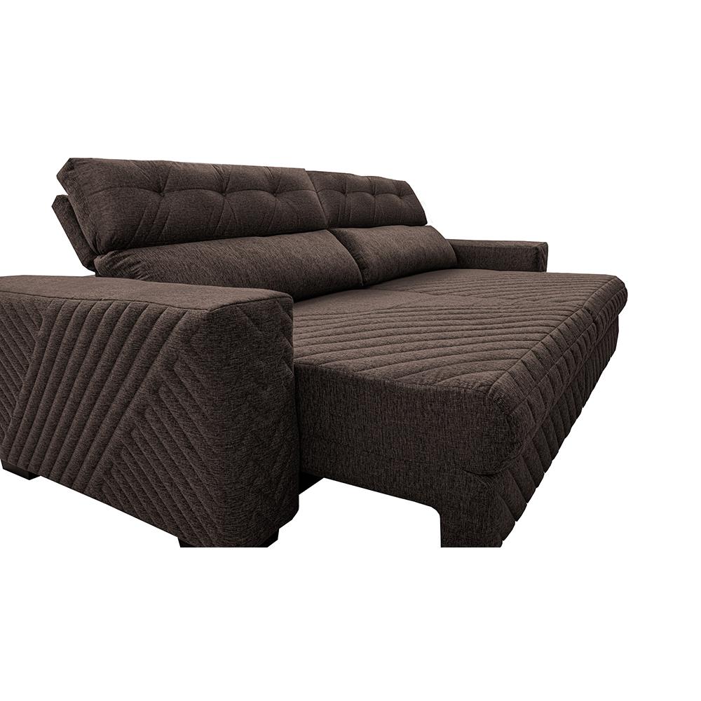 Sofá Retrátil e Reclinável 2,35m Molas Ensacadas Cama inBox Style Thermo Gel Linho Marrom