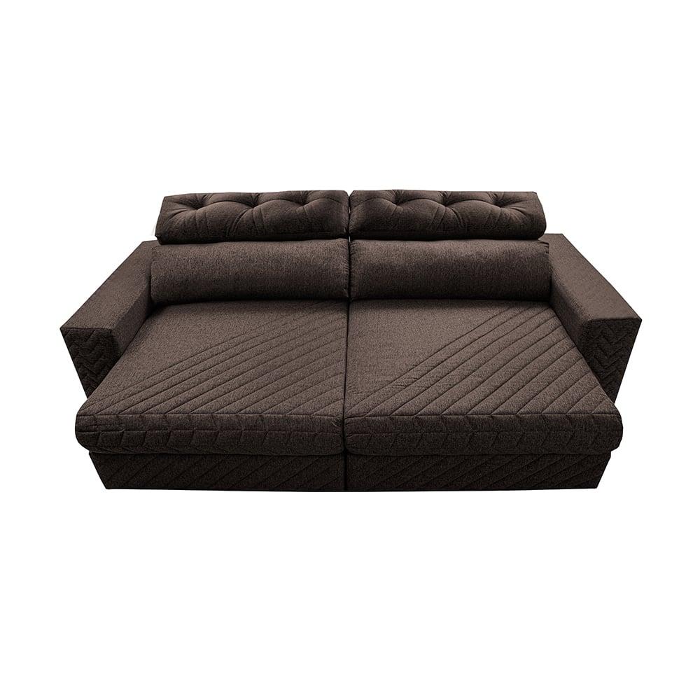 Sofá Retrátil e Reclinável 2,35m Molas Ensacadas Cama inBox Style Thermo Gel Linho Marrom