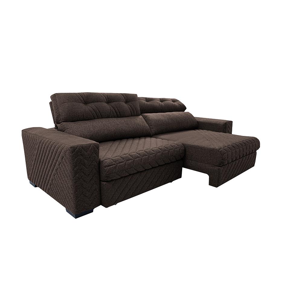 Sofá Retrátil e Reclinável 2,35m Molas Ensacadas Cama inBox Style Thermo Gel Linho Marrom