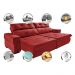 Sofá Retrátil e Reclinável 2,50m Cama inBox Tókio com Molas e Bordado 3D Velusoft Vermelho