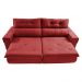 Sofá Retrátil e Reclinável 2,50m Cama inBox Tókio com Molas e Bordado 3D Velusoft Vermelho