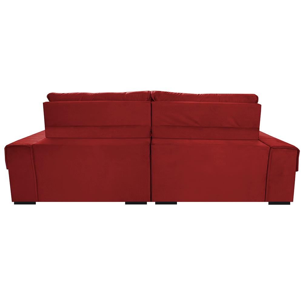 Sofá Retrátil e Reclinável 2,50m Cama inBox Tókio com Molas e Bordado 3D Velusoft Vermelho
