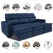 Sofá Retrátil e Reclinável 2,50m Molas Ensacadas e Costura Tripla Cama inBox Nobre Suede Azul