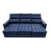 Sofá Retrátil e Reclinável 2,50m Molas Ensacadas e Costura Tripla Cama inBox Nobre Suede Azul