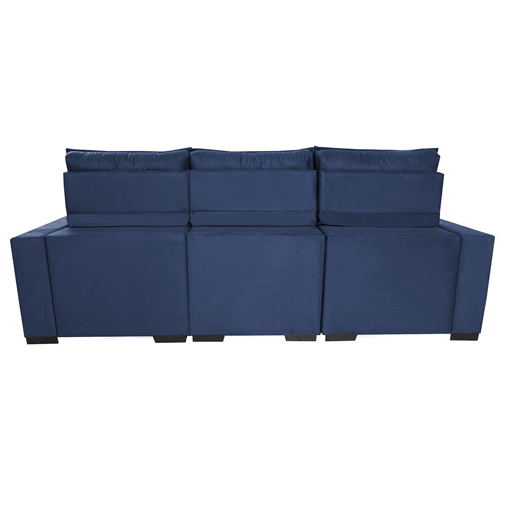 Sofá Retrátil e Reclinável 2,50m Molas Ensacadas e Costura Tripla Cama inBox Nobre Suede Azul