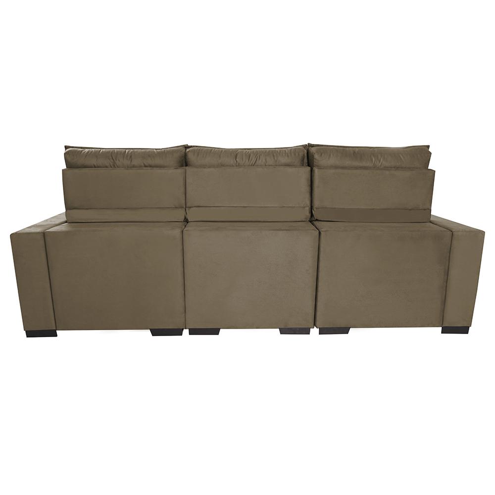 Sofá Retrátil e Reclinável 2,50m Molas Ensacadas e Costura Tripla Cama inBox Nobre Suede Castor