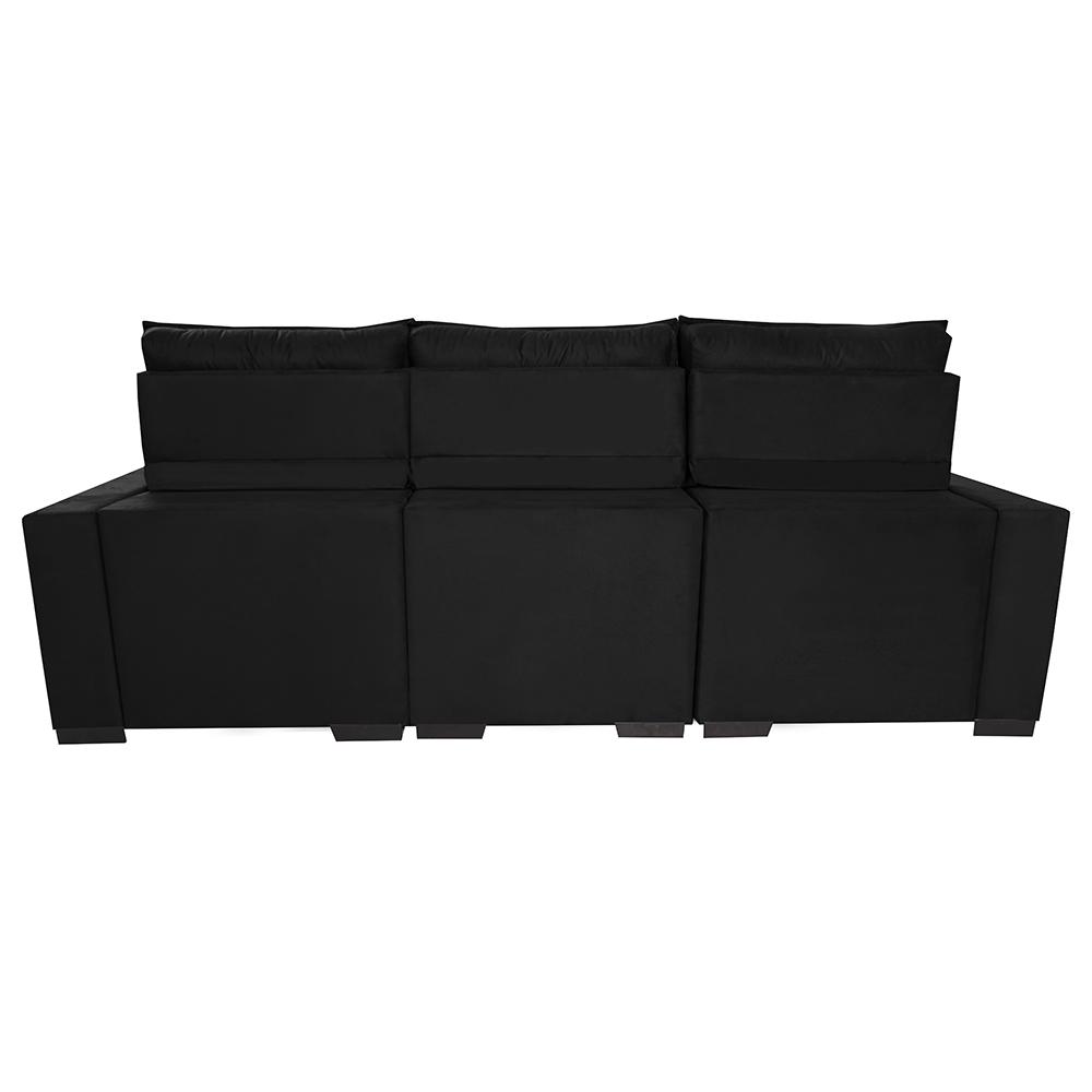 Sofá Retrátil e Reclinável 2,50m Molas Ensacadas e Costura Tripla Cama inBox Nobre Suede Preto