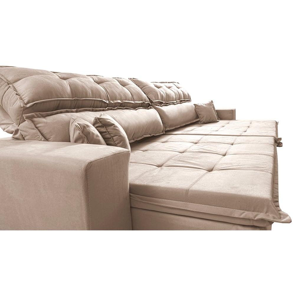 Sofá Retrátil e Reclinável 2,52m Luxos Cama inBox Velusoft Bege