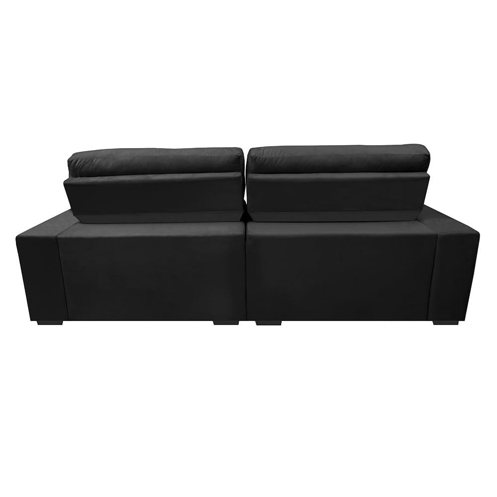 Sofá Retrátil e Reclinável 2,52m Molas Ensacadas Cama inBox Brasil Velusoft Preto