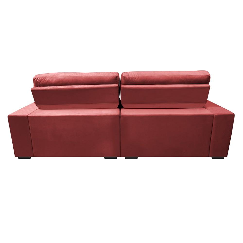 Sofá Retrátil e Reclinável 2,52m Molas Ensacadas Cama inBox Brasil Velusoft Vermelho