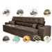 Sofá Retrátil e Reclinável 2,52m com Molas Cama inBox Estilo Suede Velusoft Café