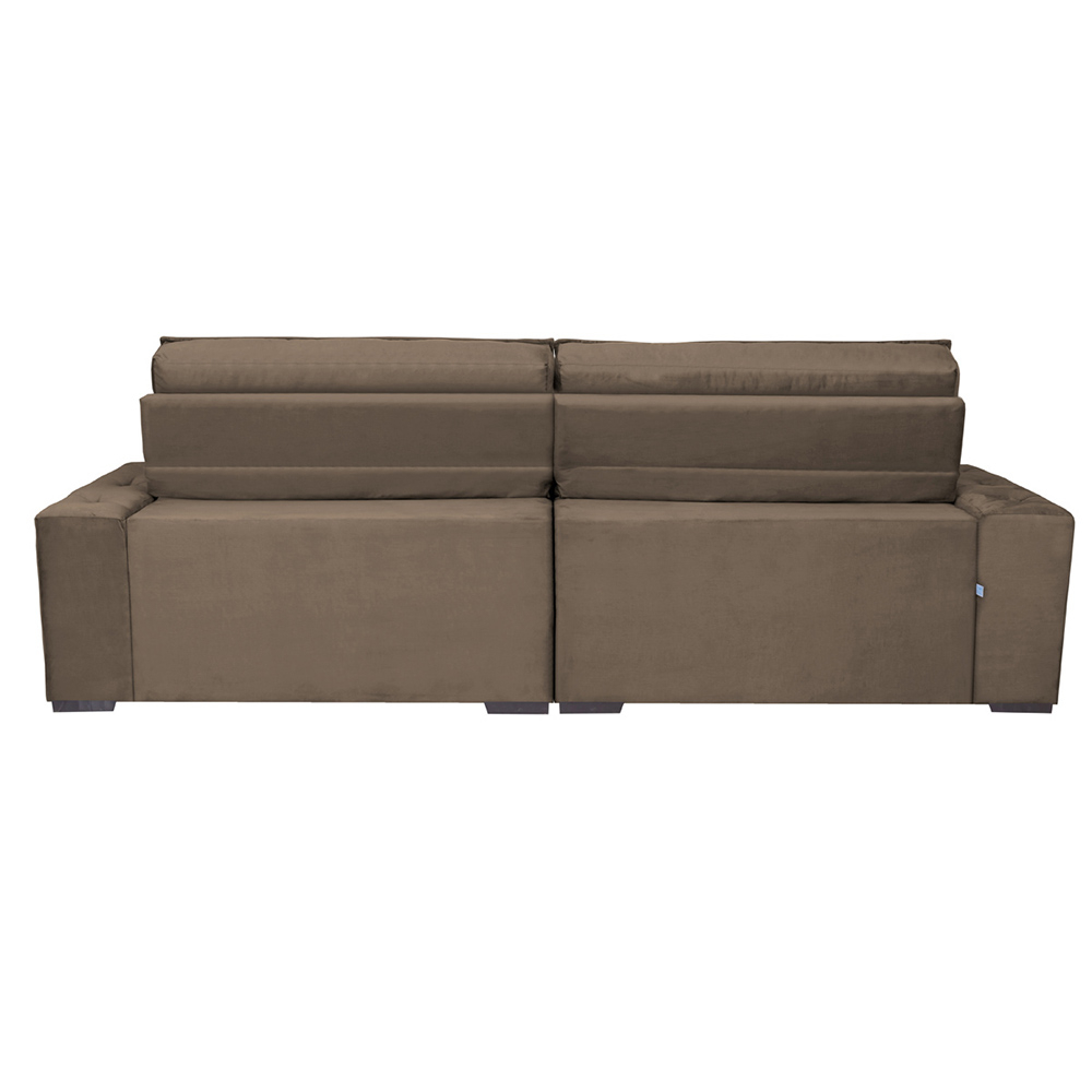 Sofá Retrátil e Reclinável 2,52m com Molas Cama inBox Estilo Suede Velusoft Café
