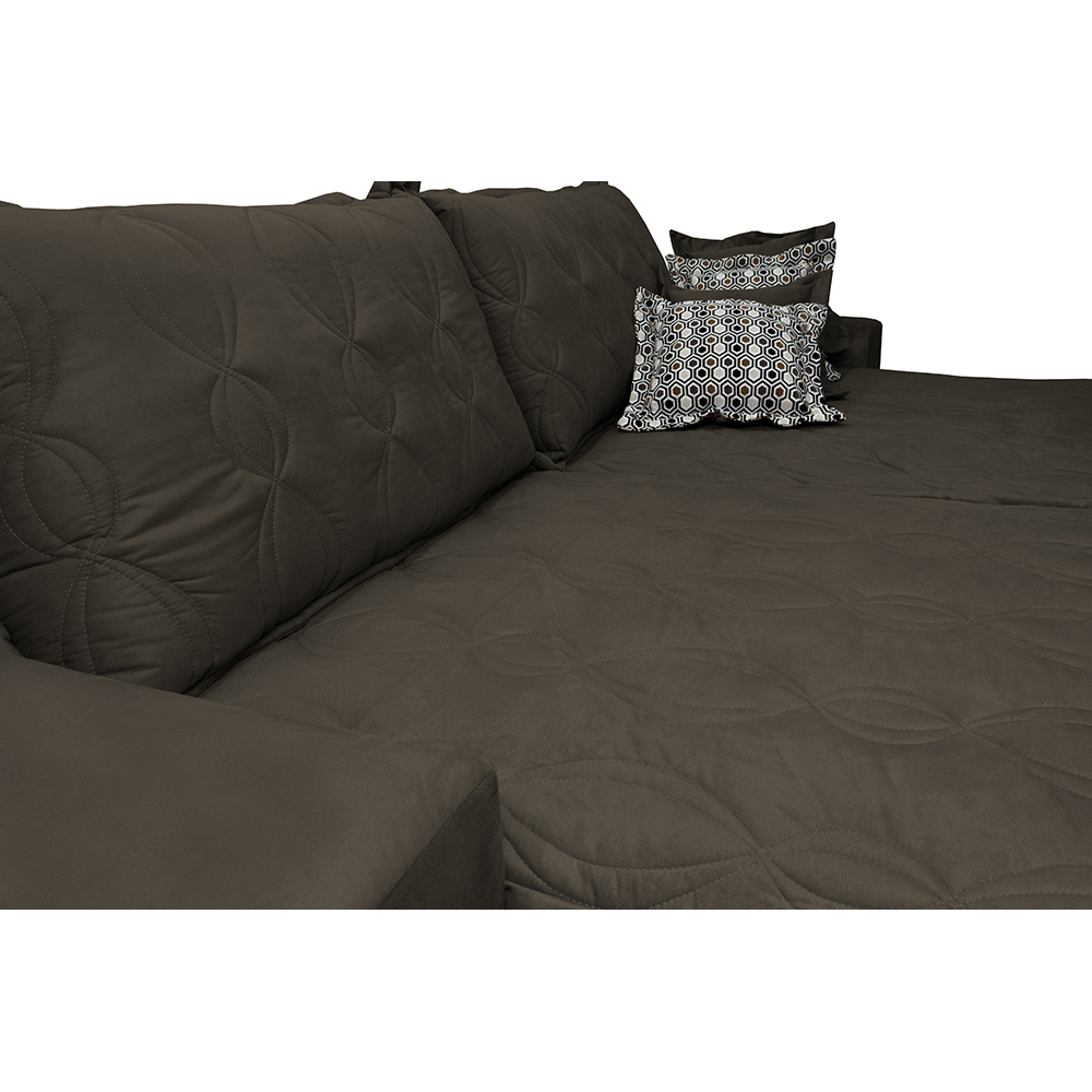 Sofá Retrátil e Reclinável 2,52m com Molas Ensacadas Cama Inbox Supreme Tecido Suede Velusoft Café