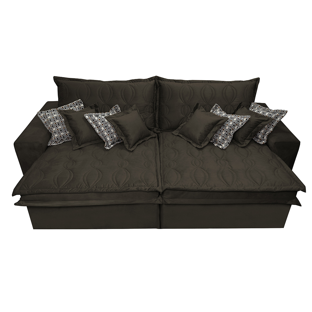 Sofá Retrátil e Reclinável 2,52m com Molas Ensacadas Cama Inbox Supreme Tecido Suede Velusoft Café
