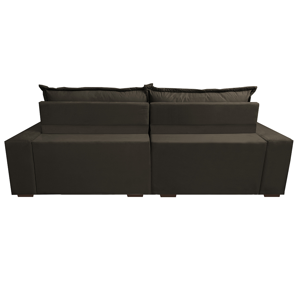 Sofá Retrátil e Reclinável 2,52m com Molas Ensacadas Cama Inbox Supreme Tecido Suede Velusoft Café