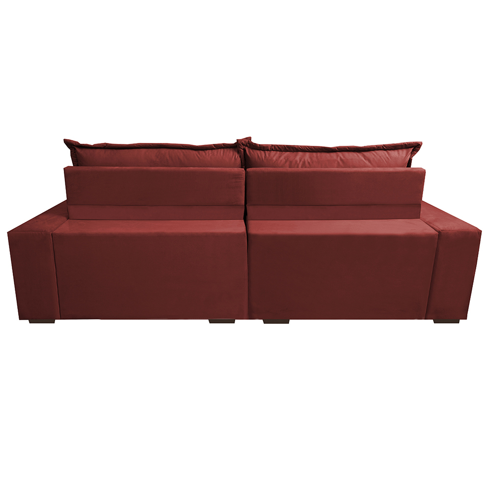 Sofá Retrátil e Reclinável 2,52m com Molas Ensacadas Cama Inbox Supreme Tecido Suede Velusoft Vermelho