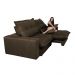 Sofá Retrátil e Reclinável 2,52m com Molas Ensacadas Cama inBox Soft Tecido Suede Café