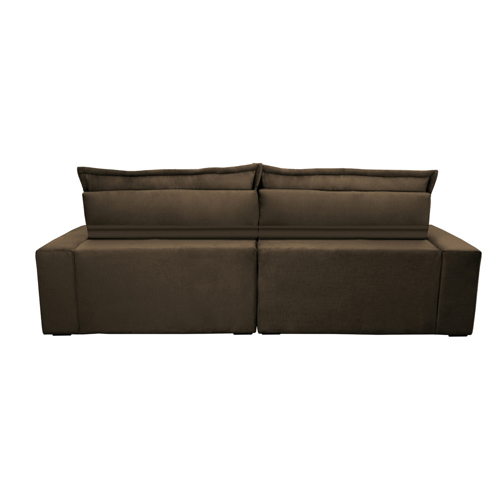 Sofá Retrátil e Reclinável 2,52m com Molas Ensacadas Cama inBox Soft Tecido Suede Café