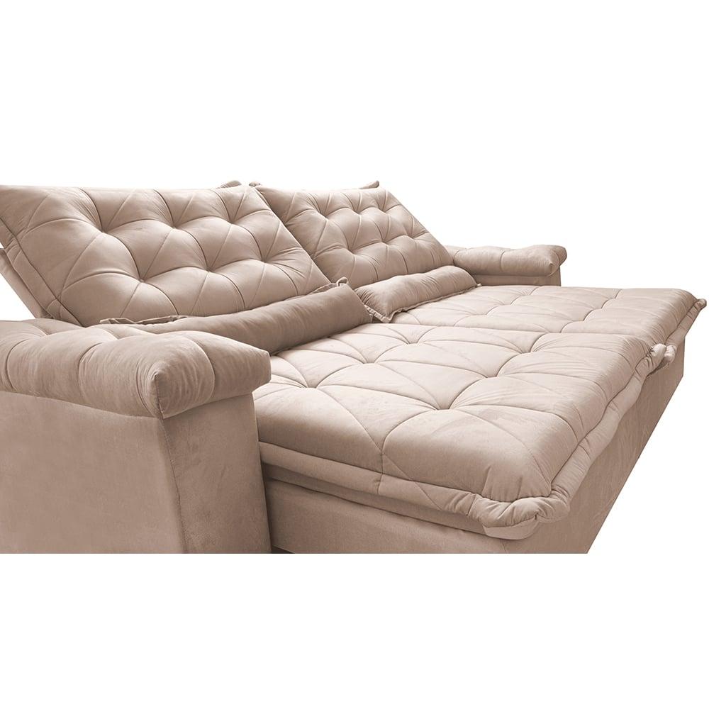 Sofá Retrátil e Reclinável 2,55m Cama inBox Big Fresh com SoftGel D40 Velupluma Bege