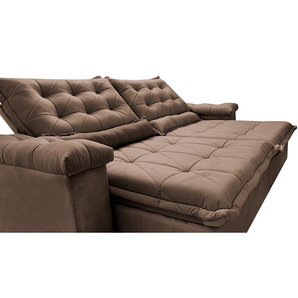 Sofá Retrátil e Reclinável 2,55m Cama inBox Big Fresh com SoftGel D40 Velupluma Castor