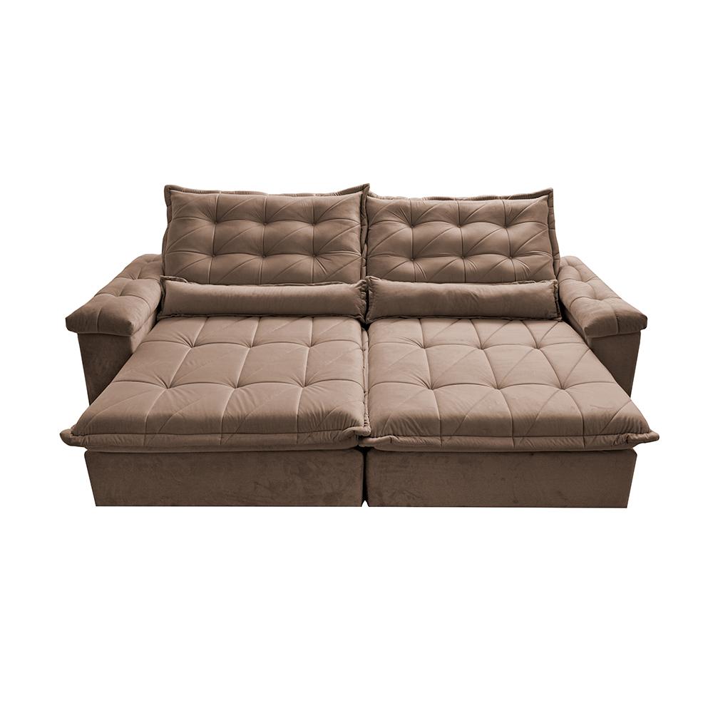 Sofá Retrátil e Reclinável 2,55m Cama inBox Big Fresh com SoftGel D40 Velupluma Castor
